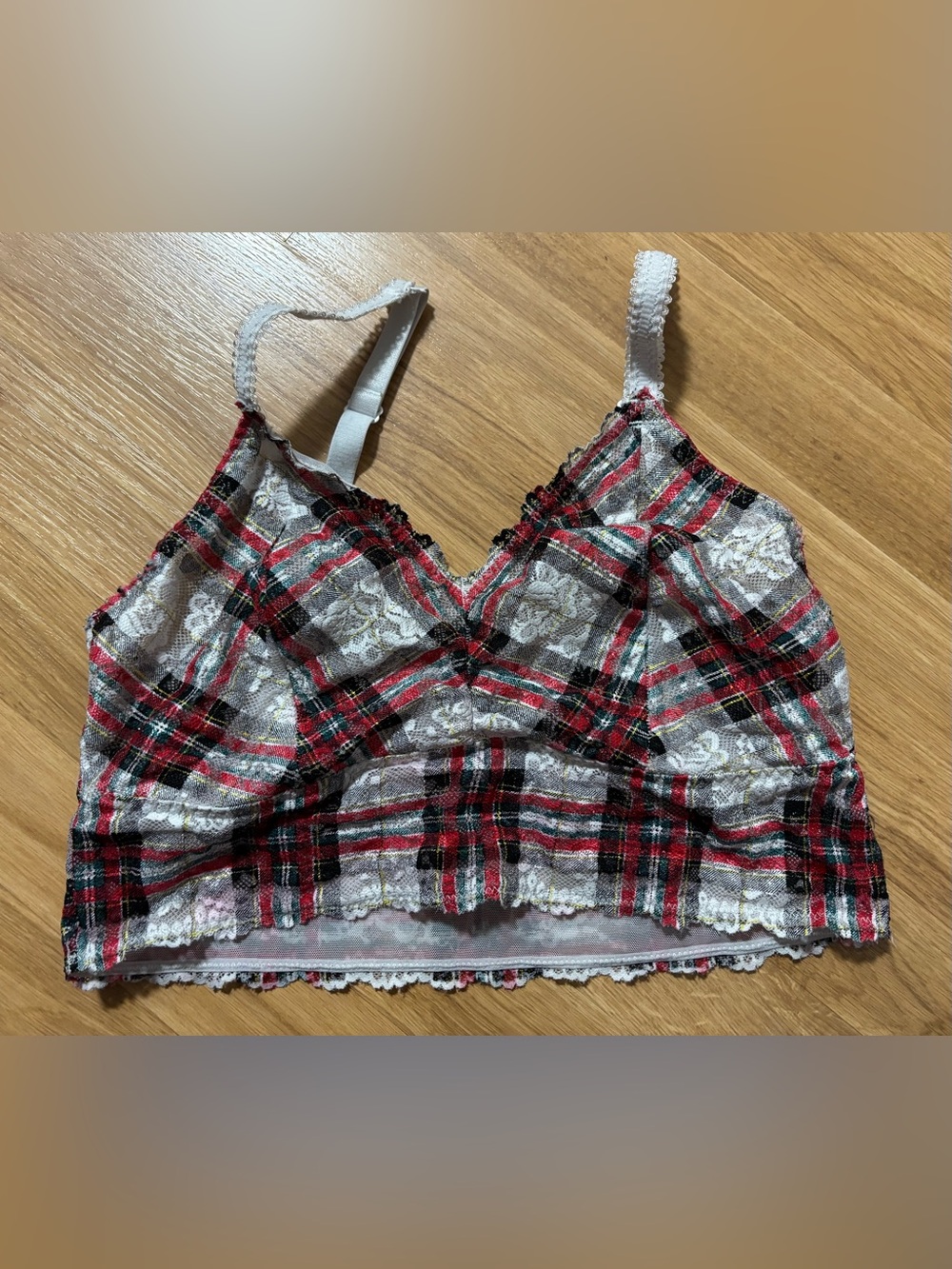 Torrid Curve Unlined Red Tartan Plaid Bralette sz.0